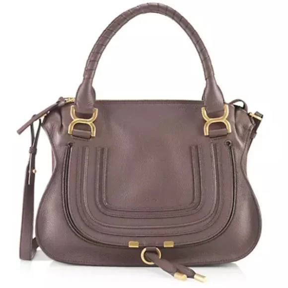 Chloe Medium Marcie Leather Satchel Bold Brown - Picture 1 of 12